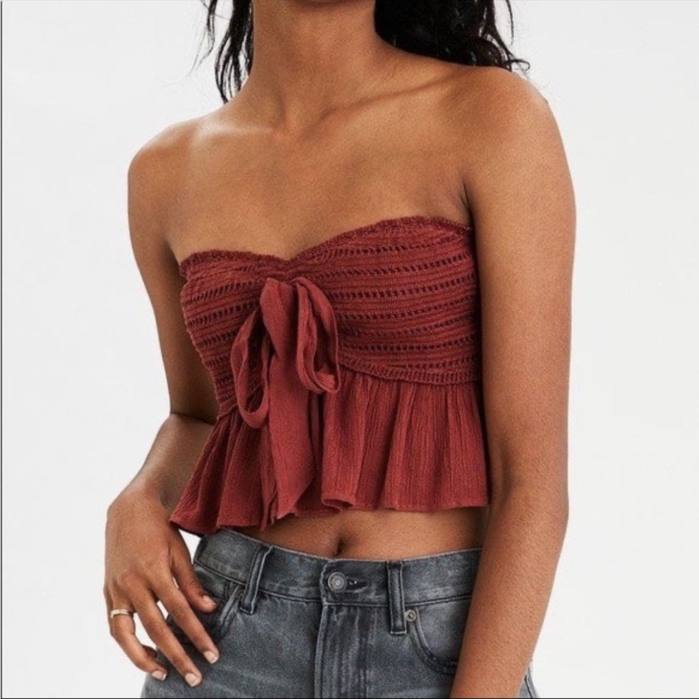 Crochet tie front crop top